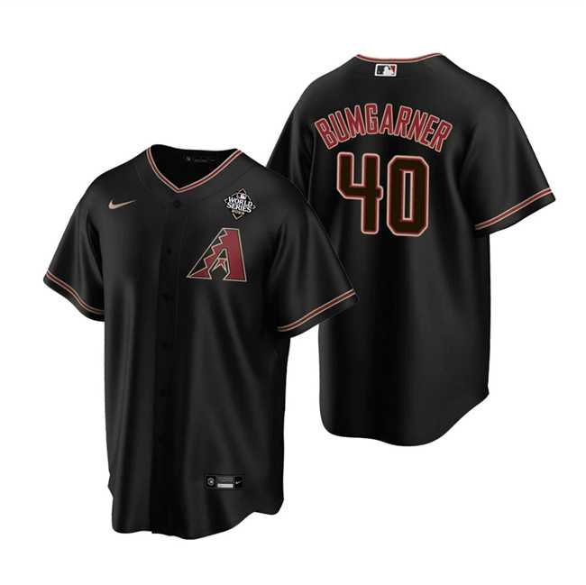 Men%27s Arizona Diamondbacks #40 Madison Bumgarner Black 2023 World Series Cool Base Stitched Jersey Dzhi